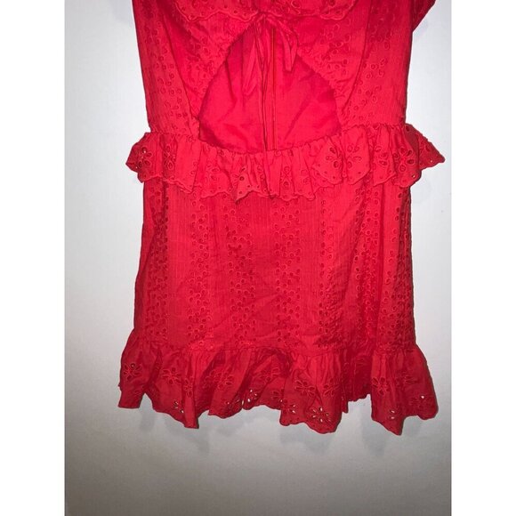 Tularosa Cutout Tanya Mini Dress Red Berry Color Eyelet Women's Size XS - Picture 5 of 12